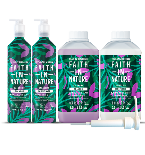 faith in nature Lavender & Geranium Shampoo & Conditioner - Aluminium Refill Set