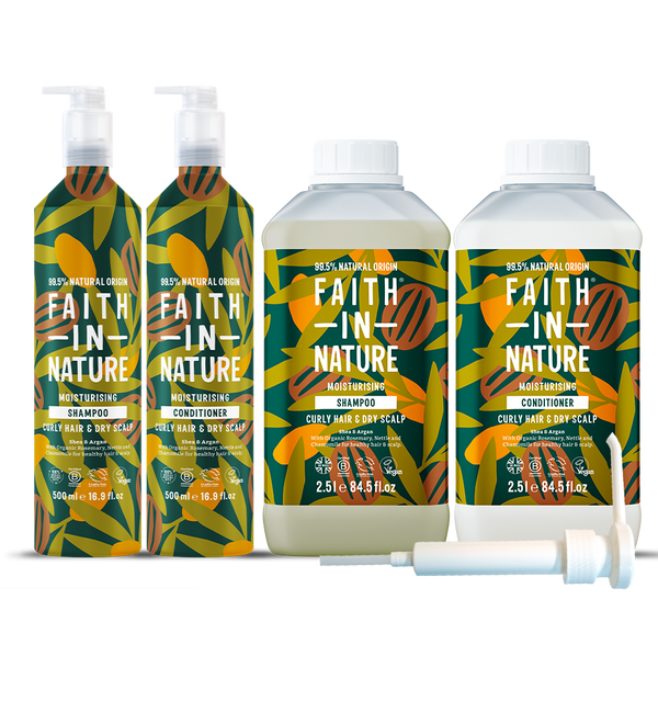 faith in nature Shea & Argan Shampoo & Conditioner - Aluminium Refill Set