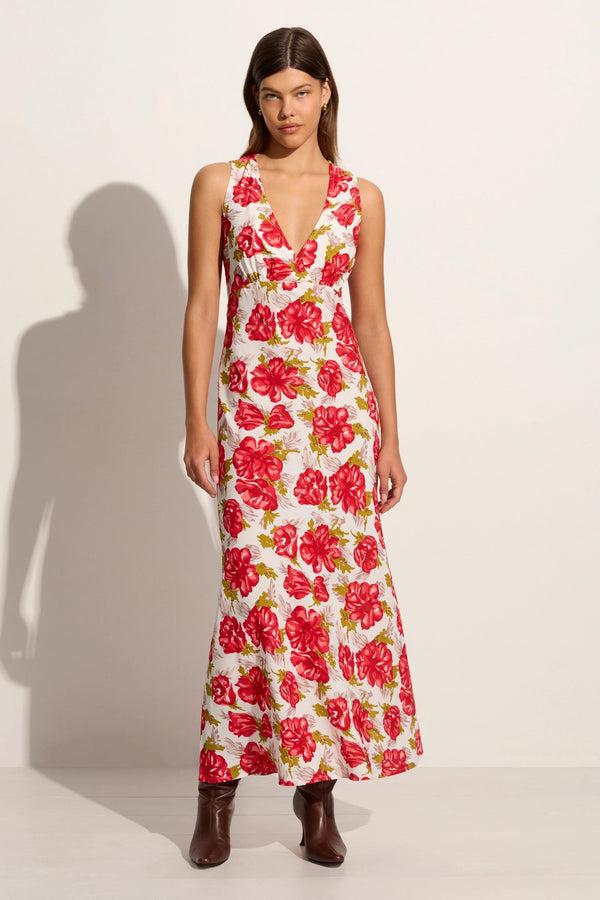 faithfull the brand Acacia Maxi Dress Isadora Floral Red - Final Sale
