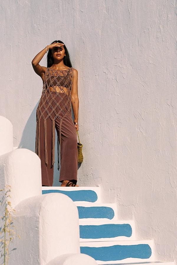 Faithfull The Brand Amália Macrame Tunic Mocha - Final Sale
