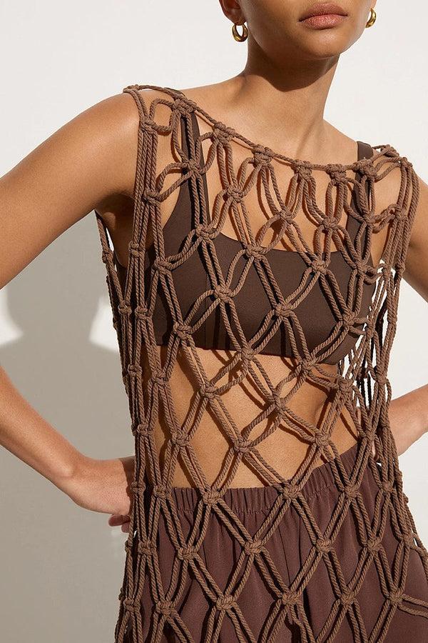 Faithfull The Brand Amália Macrame Tunic Mocha - Final Sale