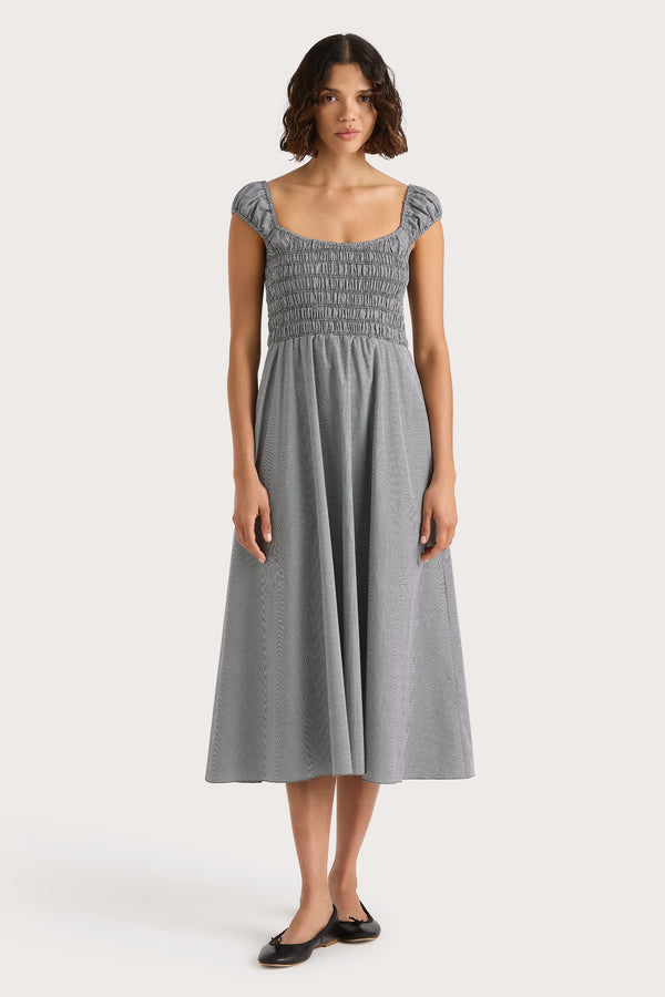 faithfull the brand Amelie Midi Dress Gingham Black