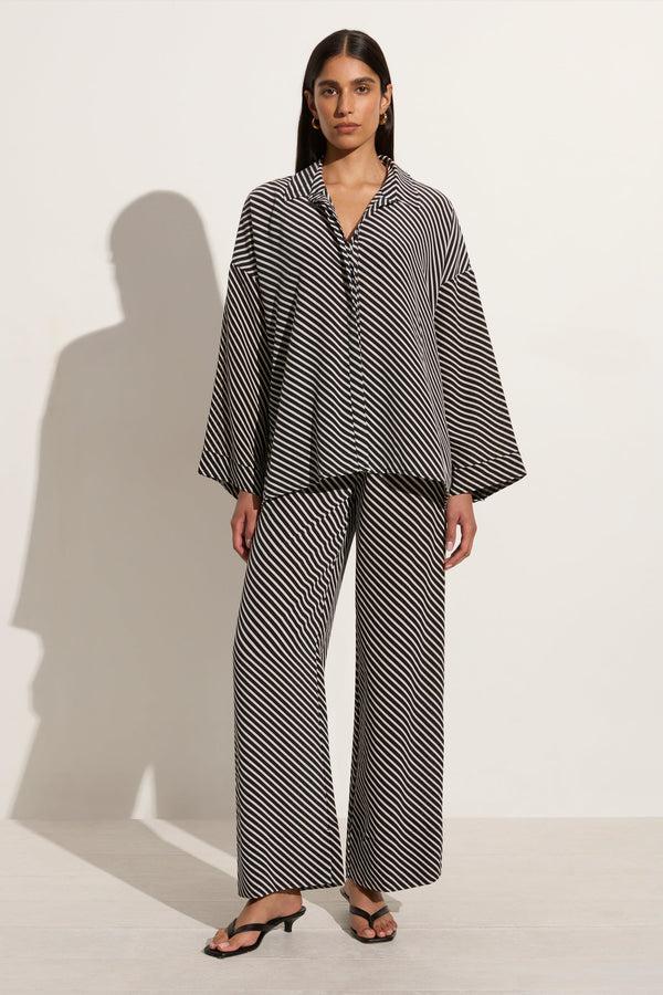 Faithfull The Brand Amici Shirt Toscano Stripe Black - Final Sale