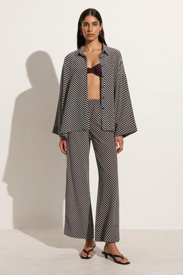 Faithfull The Brand Amici Shirt Toscano Stripe Black - Final Sale