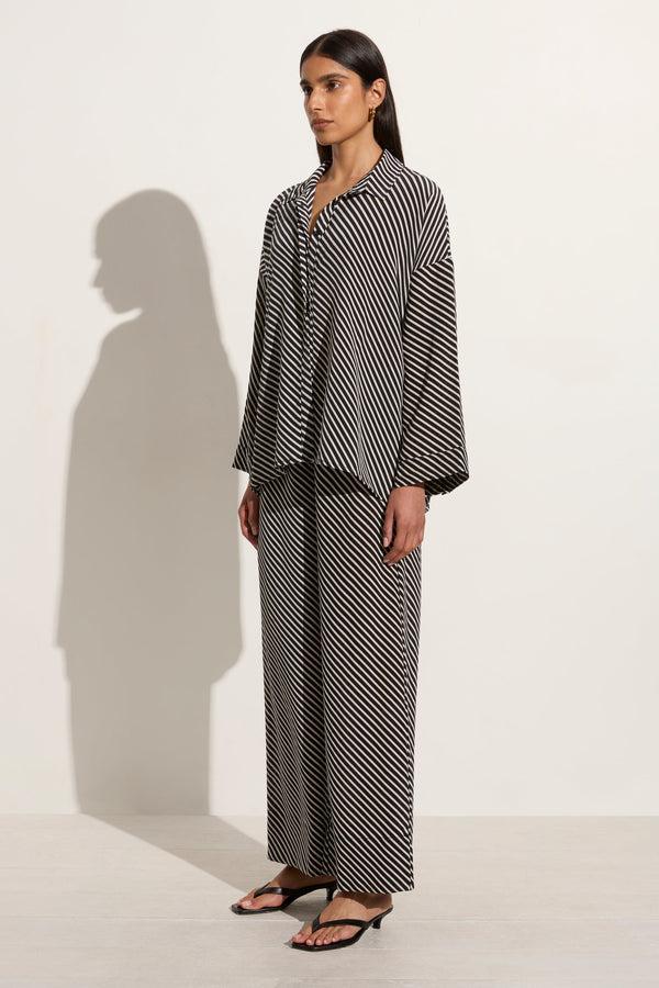 Faithfull The Brand Amici Shirt Toscano Stripe Black - Final Sale