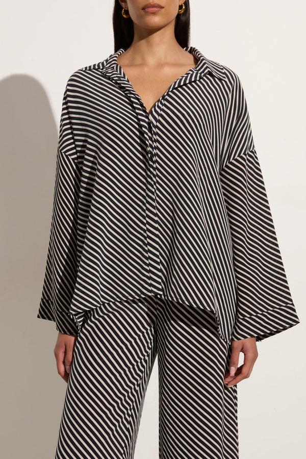 faithfull the brand Amici Shirt Toscano Stripe Black - Final Sale
