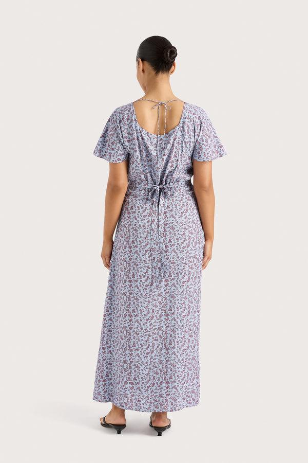Faithfull The Brand Aurelia Midi Dress Amaryllis Floral Blue - Final Sale