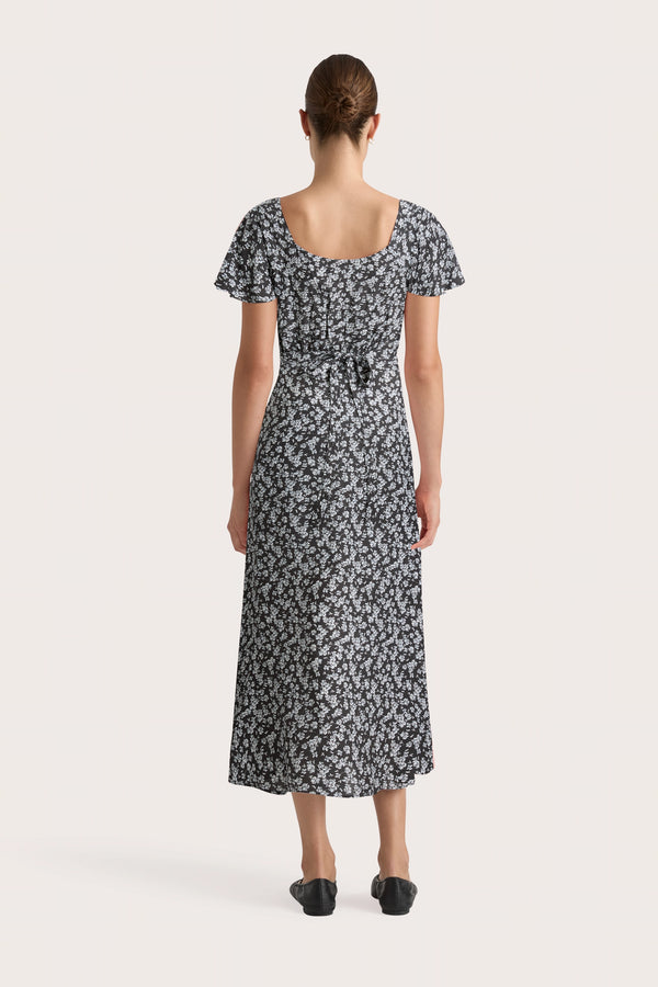 Faithfull The Brand Aurelie Midi Dress Leilani Charred Navy - Final Sale