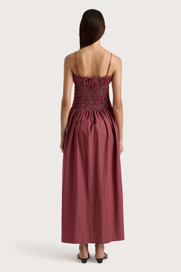 Faithfull The Brand Aya String Maxi Dress Wine Stripe - Final Sale