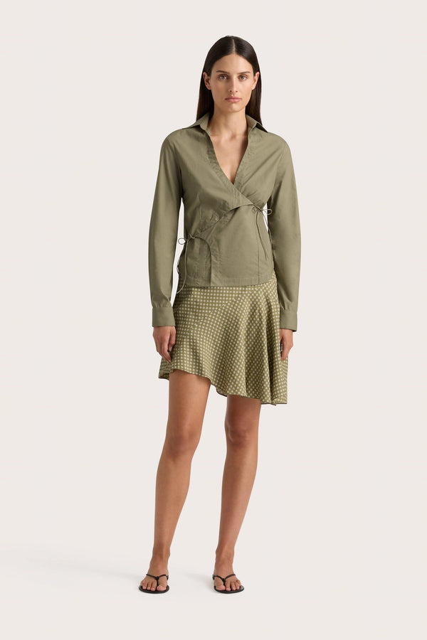 faithfull the brand Baia Wrap Shirt Khaki - Final Sale