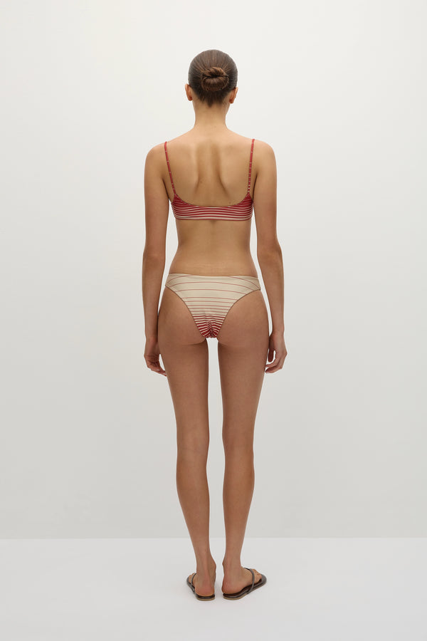 Faithfull The Brand Bebe Bikini Bottom Accordion Stripe Amber Fawn
