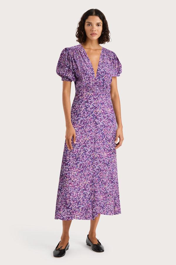 faithfull the brand Bellavista Midi Dress Meander Micro Purple - Final Sale