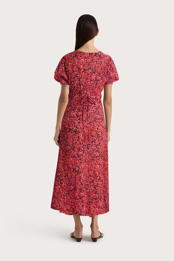 Faithfull The Brand Bellavista Midi Dress Meander Micro Red - Final Sale