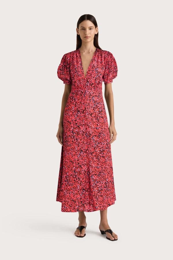 faithfull the brand Bellavista Midi Dress Meander Micro Red - Final Sale
