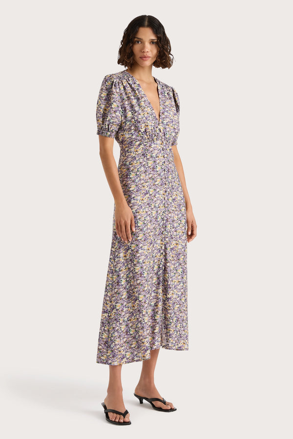 Faithfull The Brand Bellavista Midi Dress Valerie Floral Purple
