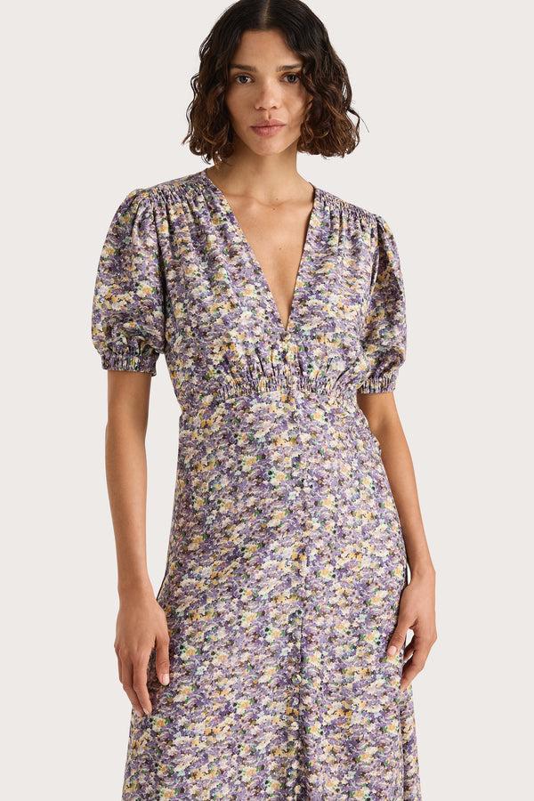 Faithfull The Brand Bellavista Midi Dress Valerie Floral Purple