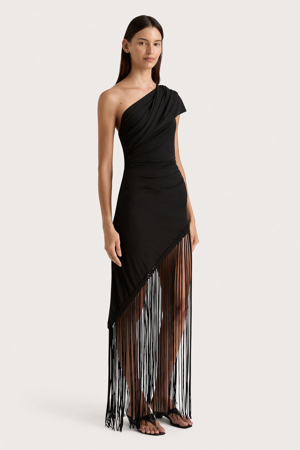 Faithfull The Brand Bijou Asymmetric Dress Black - Final Sale