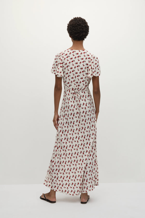 Faithfull The Brand Boda Midi Dress Hazy Rose Deep Red