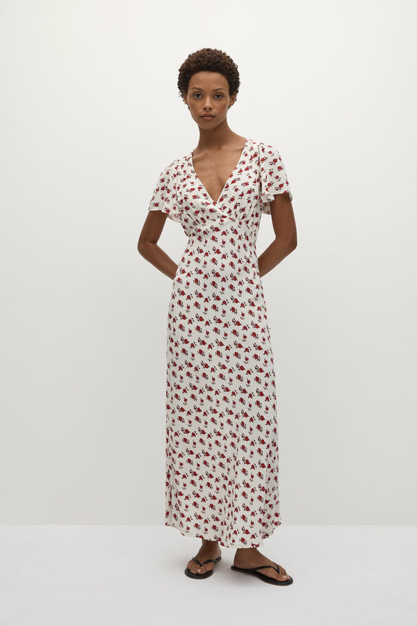 faithfull the brand Boda Midi Dress Hazy Rose Deep Red