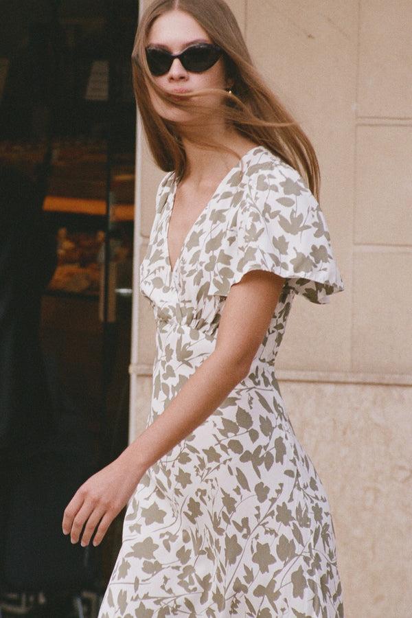 Faithfull The Brand Boda Midi Dress Poplar Sage - Final Sale