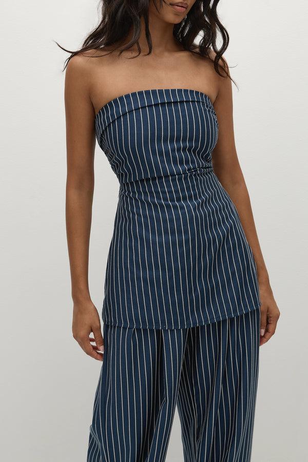 Faithfull The Brand Britta Top Chevron Stripe Vintage Navy