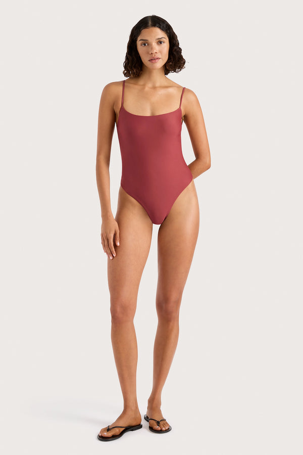 faithfull the brand Cabo String One Piece Wine - Final Sale