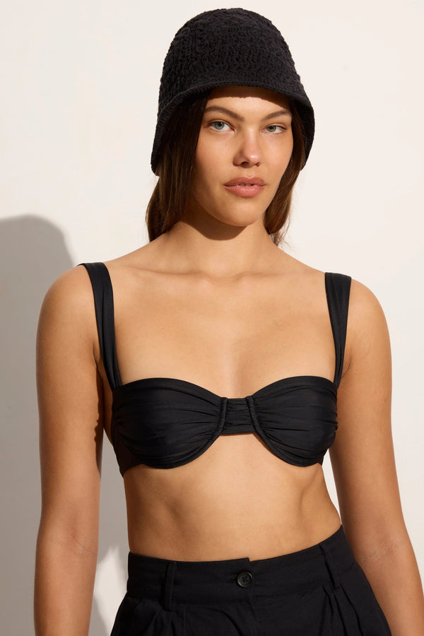 Faithfull The Brand Cala Bianca Crochet Hat Black - Final Sale