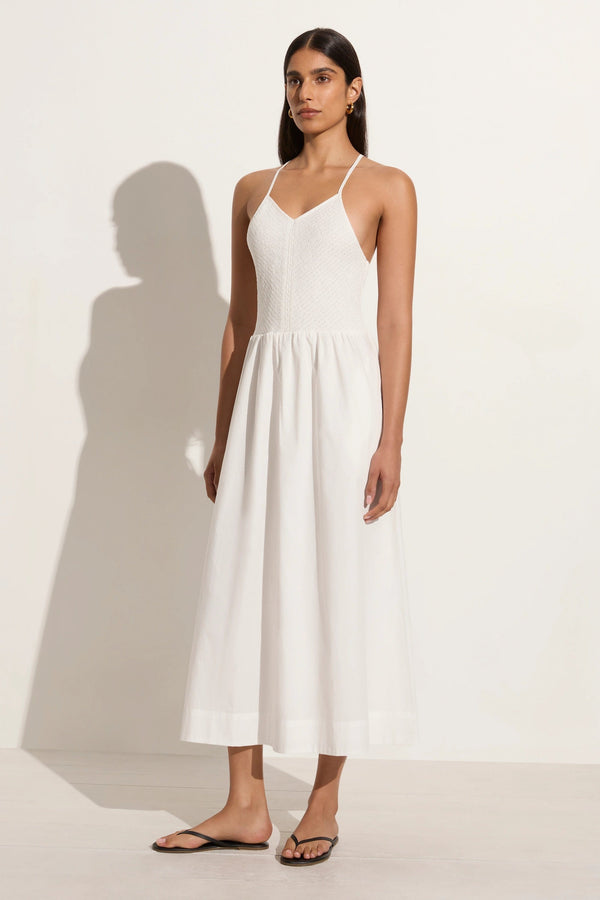 Faithfull The Brand Camera Midi Dress White - Final Sale