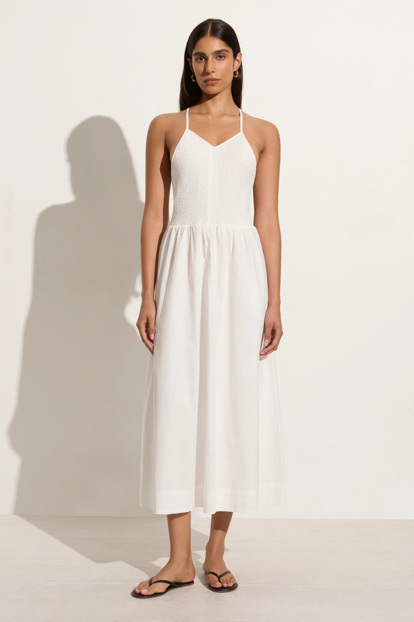 faithfull the brand Camera Midi Dress White - Final Sale