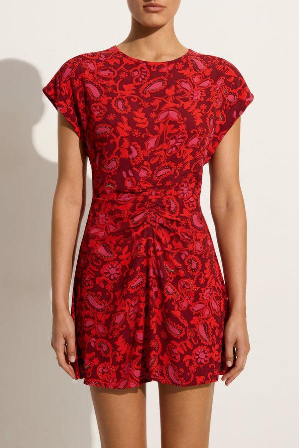 Faithfull The Brand Celestina Mini Dress Selcetta Paisley Red - Final Sale