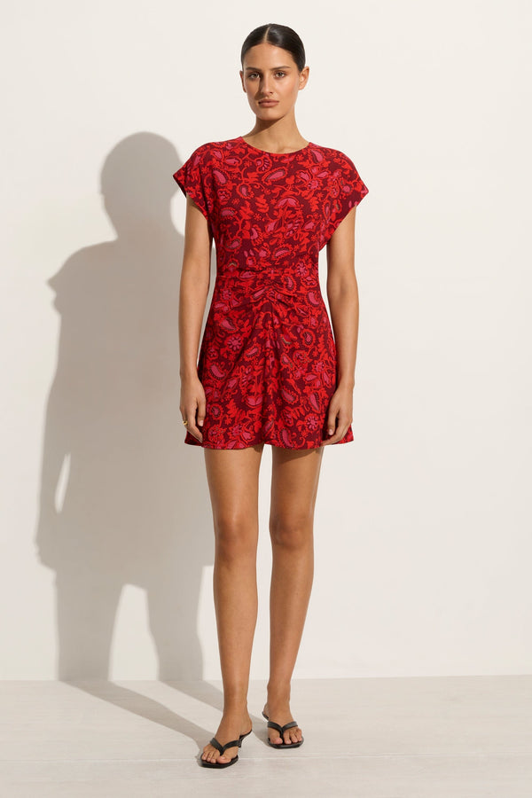 faithfull the brand Celestina Mini Dress Selcetta Paisley Red - Final Sale