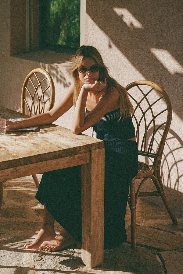 Faithfull The Brand Citara Drawstring Midi Skirt Navy