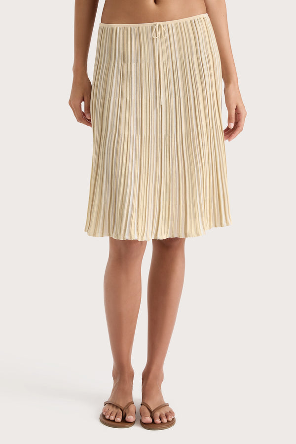 Faithfull The Brand Citara Drawstring Skirt Butter Stripe