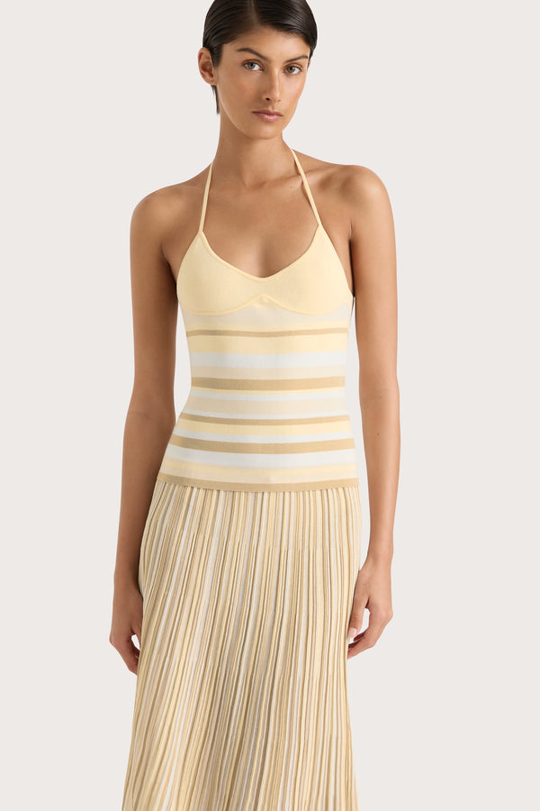 Faithfull The Brand Citara Halter Top Butter Stripe