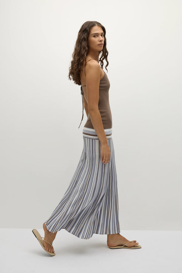Faithfull The Brand Citara Maxi Dress Pale Blue Stripe