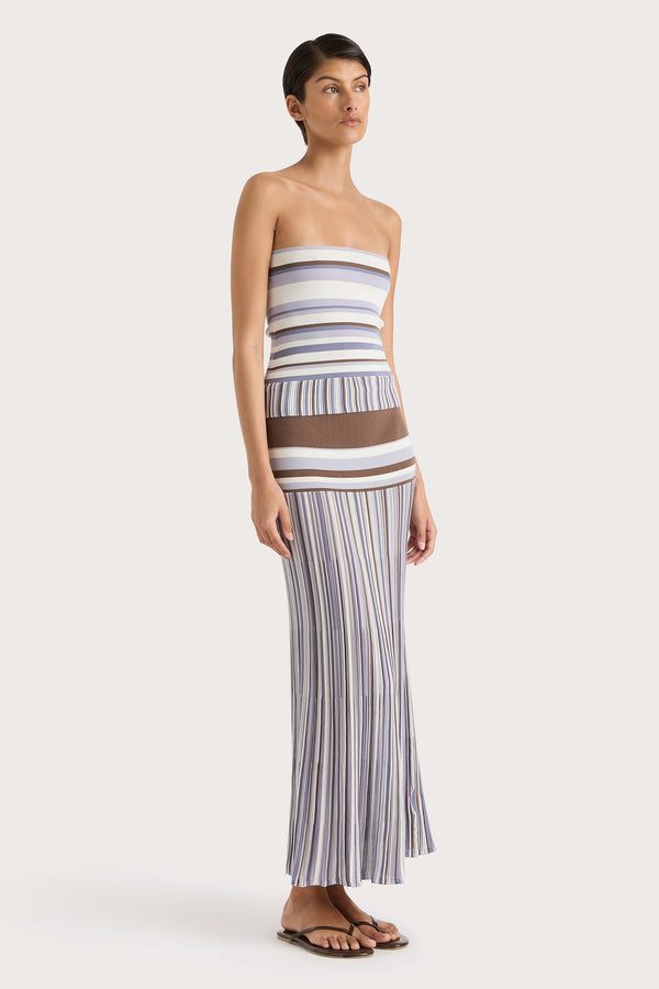 Faithfull The Brand Citara Strapless Top Pale Blue Stripe