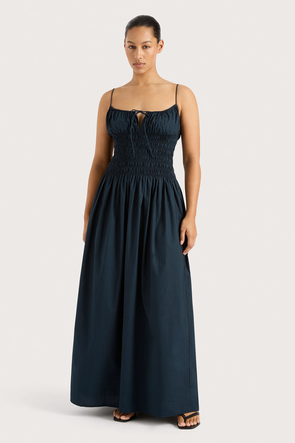 faithfull the brand Claude Maxi Dress Navy - Final Sale