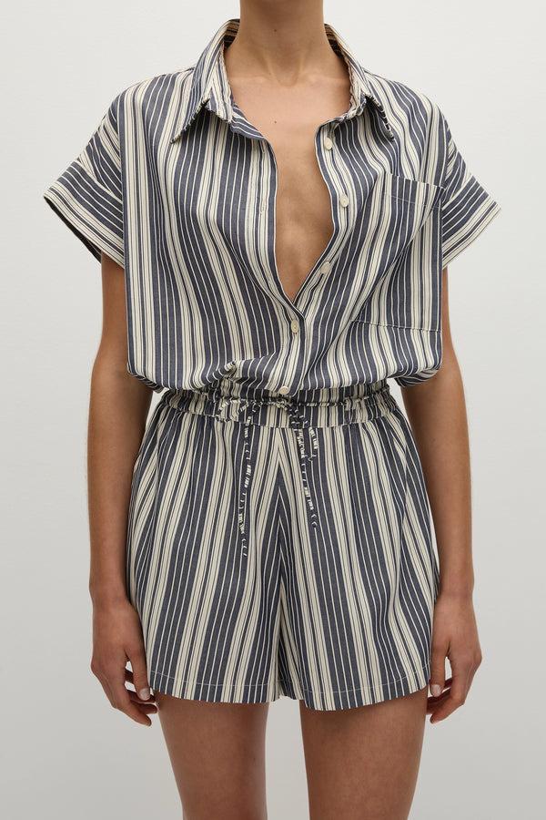 Faithfull The Brand Cyrene Playsuit Antique Navy Stripe