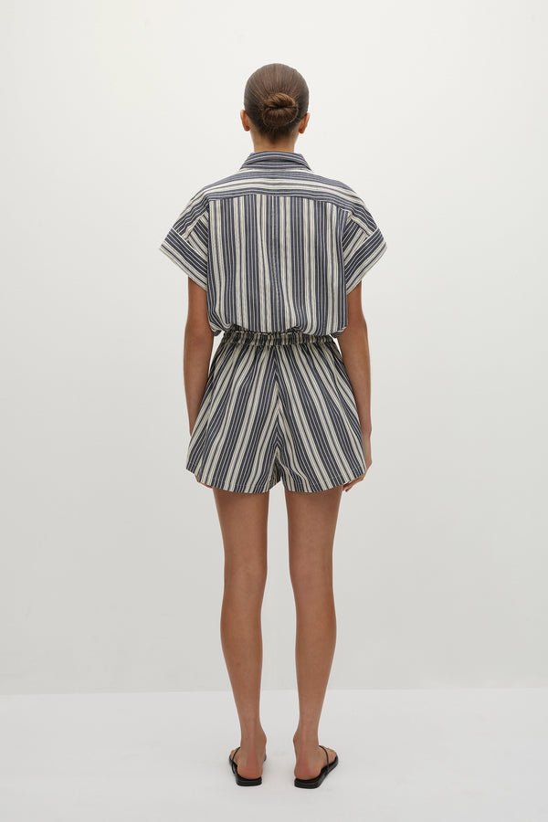 Faithfull The Brand Cyrene Playsuit Antique Navy Stripe