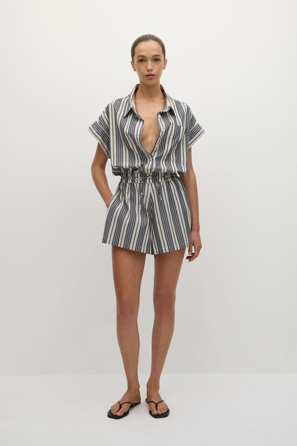 faithfull the brand Cyrene Playsuit Antique Navy Stripe