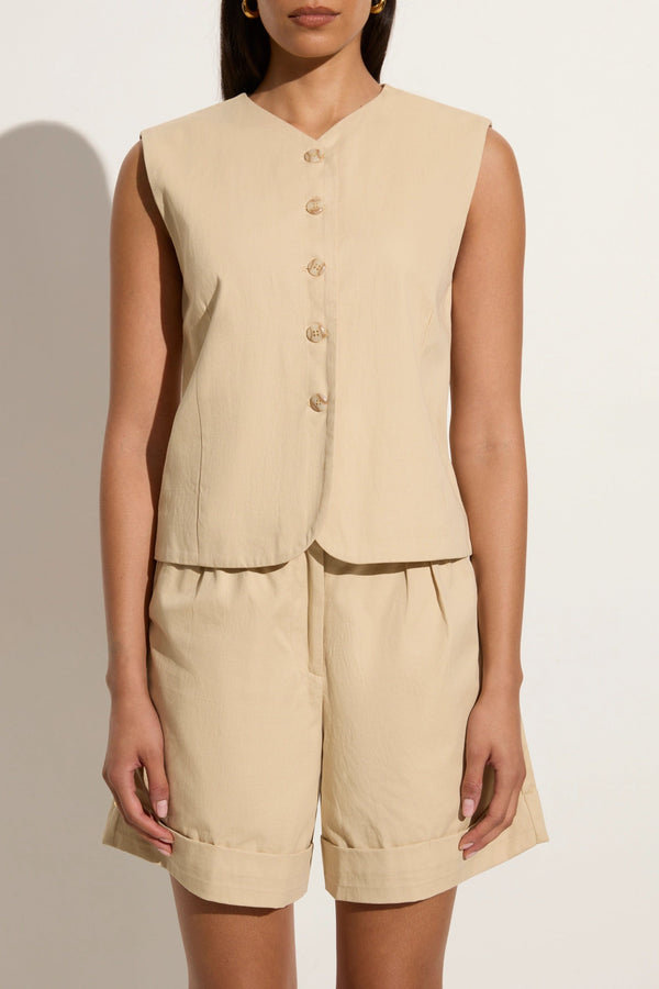 Faithfull The Brand Delfina Vest Bleached Sand - Final Sale