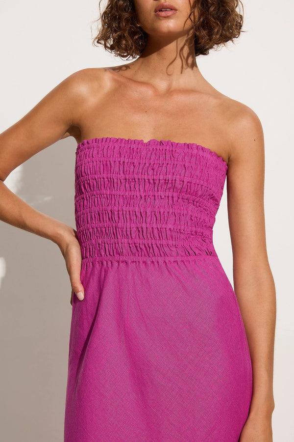 Faithfull The Brand Do Dora Midi Dress Magenta - Final Sale