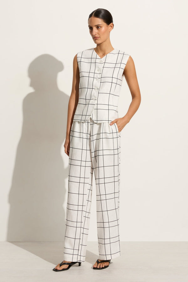 faithfull the brand Duomo Pant Letizia Check White - Final Sale