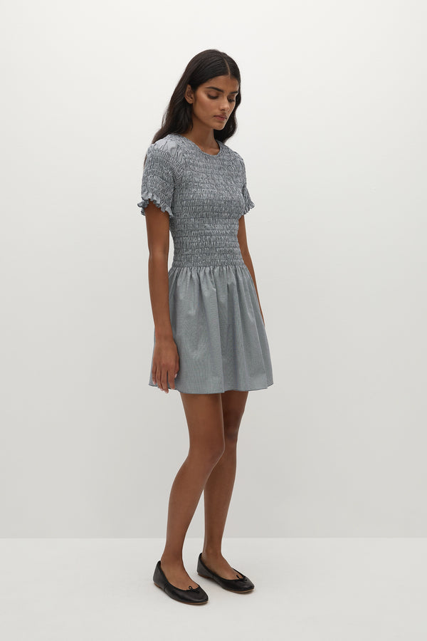 Faithfull The Brand Edda Mini Dress Hanne Gingham Vintage Navy