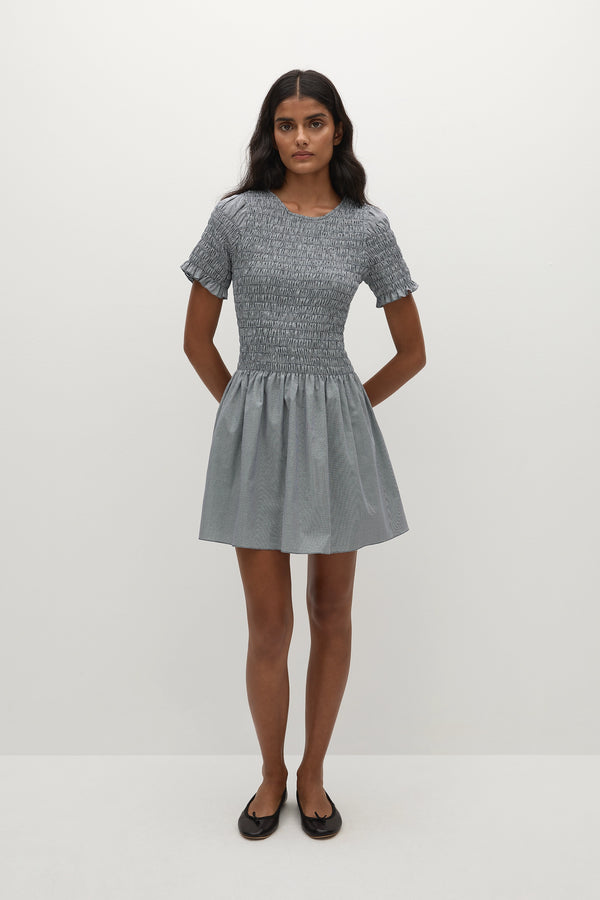 faithfull the brand Edda Mini Dress Hanne Gingham Vintage Navy