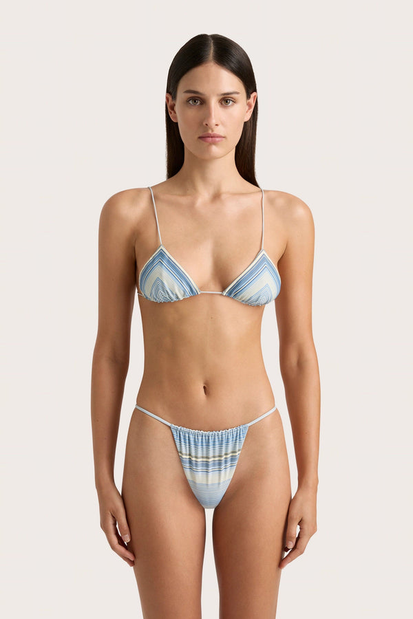 Faithfull The Brand Elea Bikini Top Futura Stripe Sky Blue - Final Sale