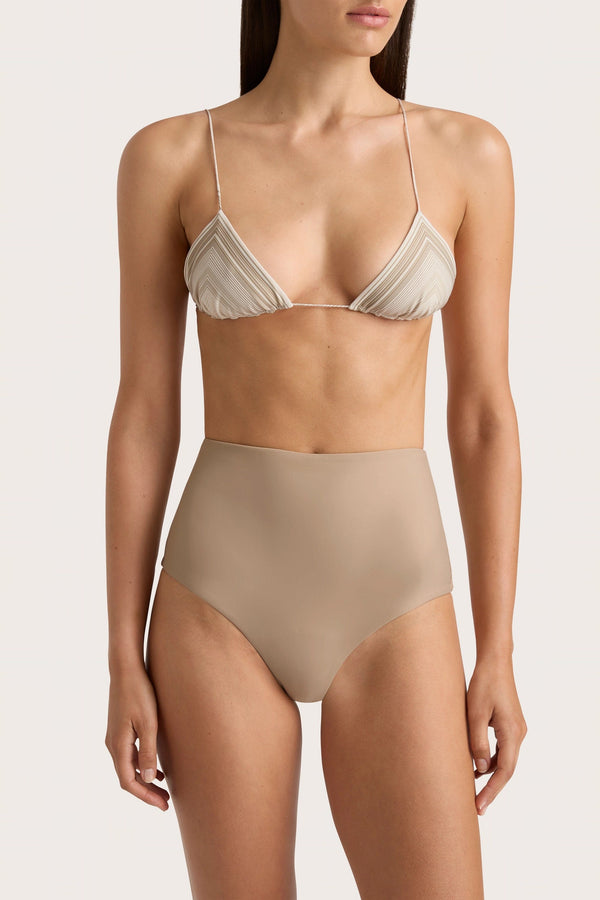 Faithfull The Brand Elea Bikini Top Futura Stripe Taupe - Final Sale
