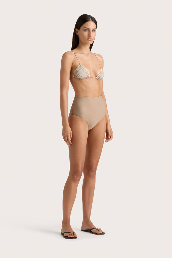 Faithfull The Brand Elea Bikini Top Futura Stripe Taupe - Final Sale