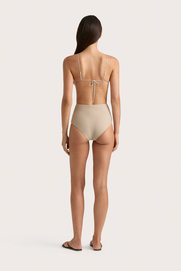 Faithfull The Brand Elea Bikini Top Futura Stripe Taupe - Final Sale