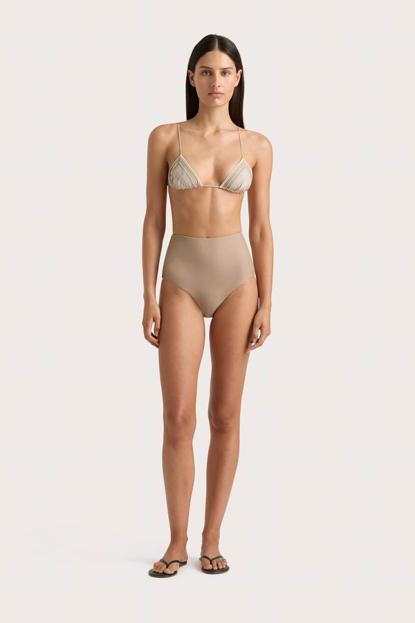 faithfull the brand Elea Bikini Top Futura Stripe Taupe - Final Sale